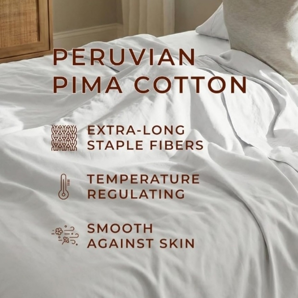 Peru Pima 600 Thread Count Thermoregulating Sateen California King Sheet Set